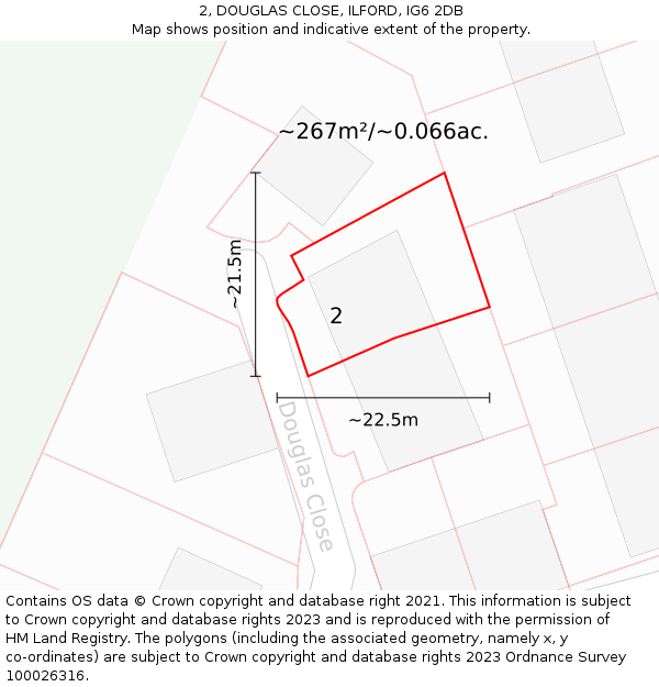 2, DOUGLAS CLOSE, ILFORD, IG6 2DB: Plot and title map