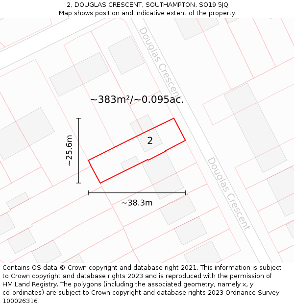 2, DOUGLAS CRESCENT, SOUTHAMPTON, SO19 5JQ: Plot and title map