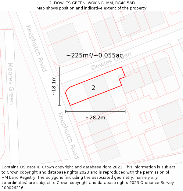2, DOWLES GREEN, WOKINGHAM, RG40 5AB: Plot and title map