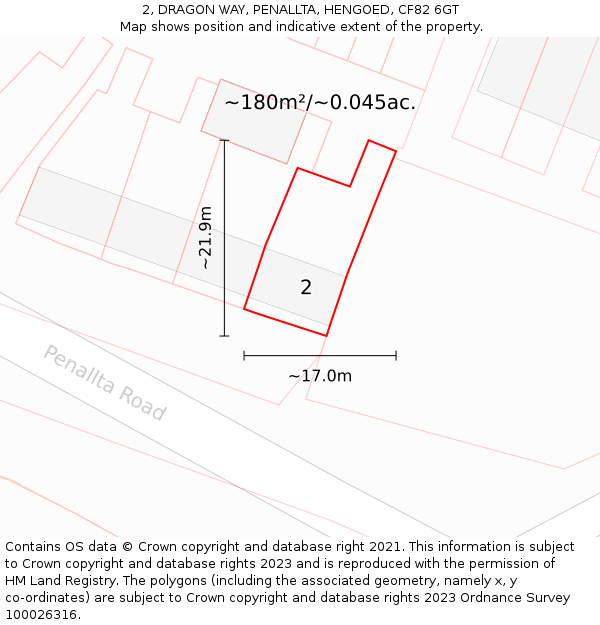2, DRAGON WAY, PENALLTA, HENGOED, CF82 6GT: Plot and title map