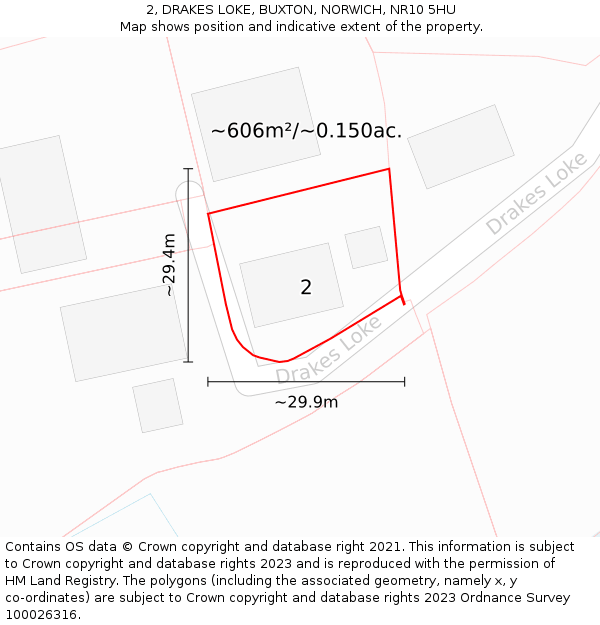 2, DRAKES LOKE, BUXTON, NORWICH, NR10 5HU: Plot and title map