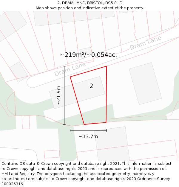 2, DRAM LANE, BRISTOL, BS5 8HD: Plot and title map