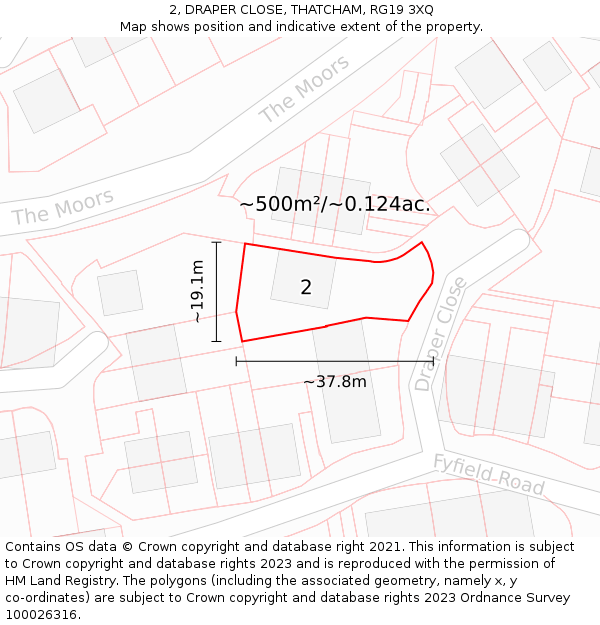 2, DRAPER CLOSE, THATCHAM, RG19 3XQ: Plot and title map