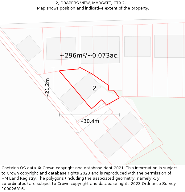 2, DRAPERS VIEW, MARGATE, CT9 2UL: Plot and title map