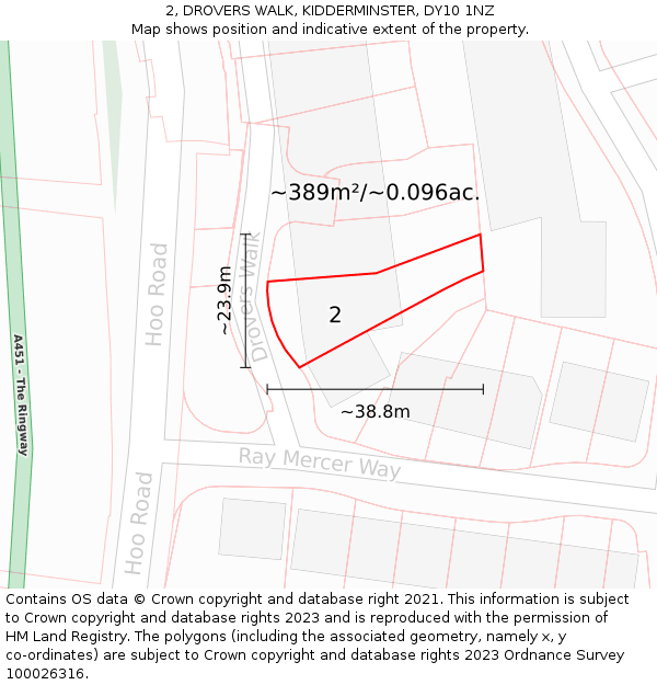 2, DROVERS WALK, KIDDERMINSTER, DY10 1NZ: Plot and title map