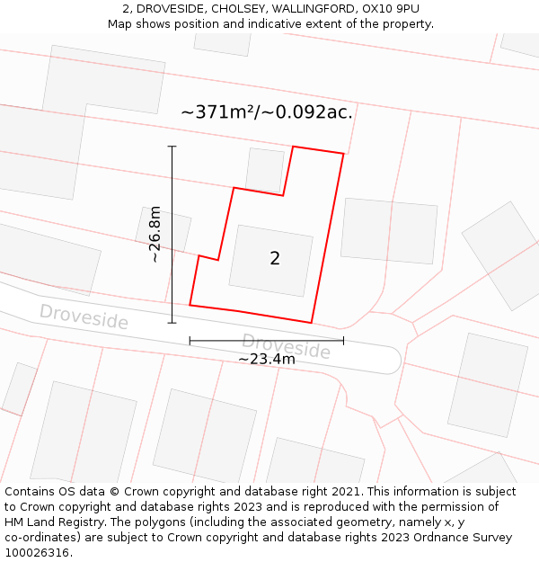 2, DROVESIDE, CHOLSEY, WALLINGFORD, OX10 9PU: Plot and title map