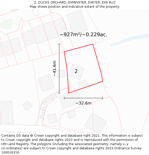 2, DUCKS ORCHARD, EXMINSTER, EXETER, EX6 8UZ: Plot and title map