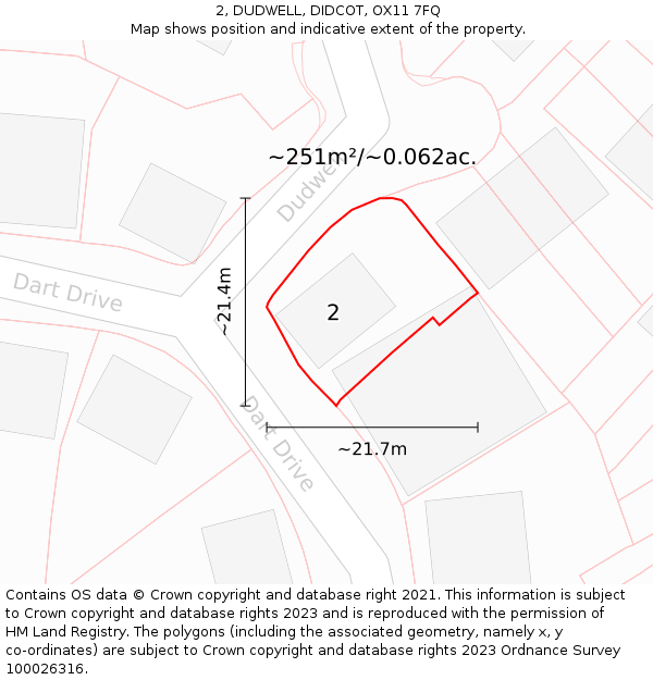 2, DUDWELL, DIDCOT, OX11 7FQ: Plot and title map
