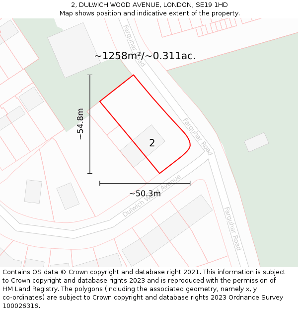 2, DULWICH WOOD AVENUE, LONDON, SE19 1HD: Plot and title map