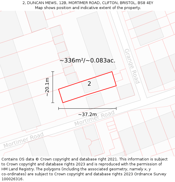 2, DUNCAN MEWS, 12B, MORTIMER ROAD, CLIFTON, BRISTOL, BS8 4EY: Plot and title map