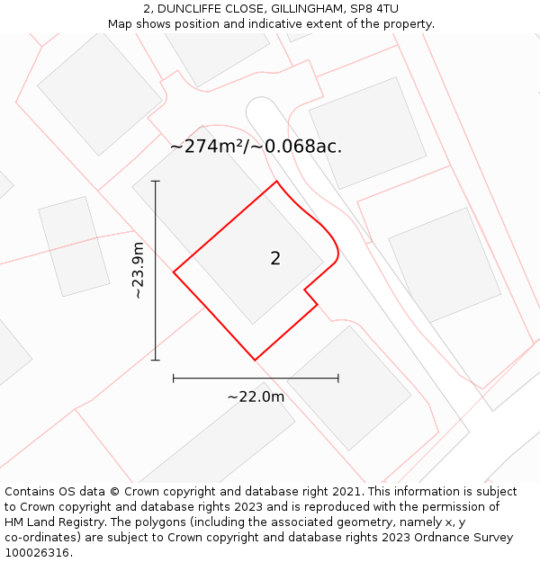 2, DUNCLIFFE CLOSE, GILLINGHAM, SP8 4TU: Plot and title map