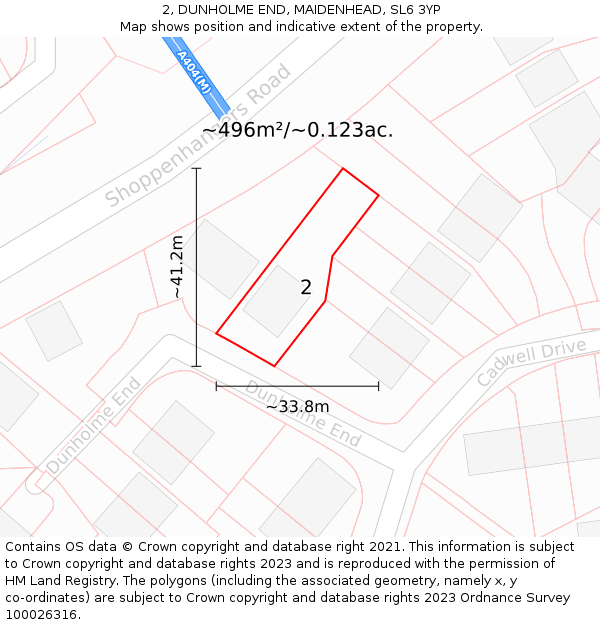 2, DUNHOLME END, MAIDENHEAD, SL6 3YP: Plot and title map