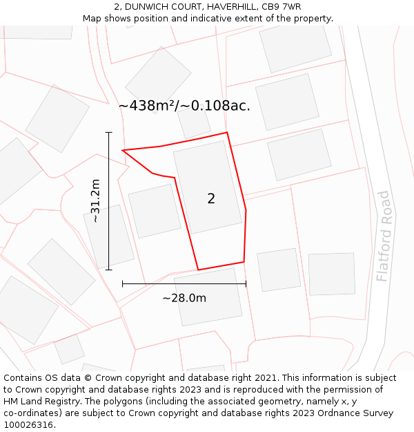 2, DUNWICH COURT, HAVERHILL, CB9 7WR: Plot and title map