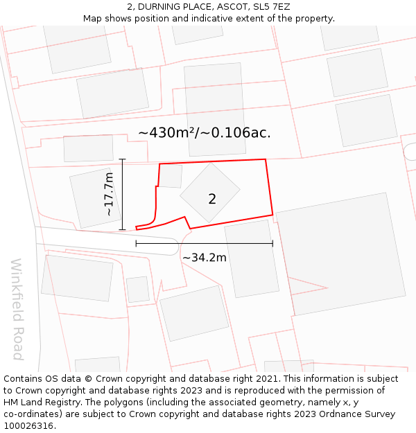 2, DURNING PLACE, ASCOT, SL5 7EZ: Plot and title map