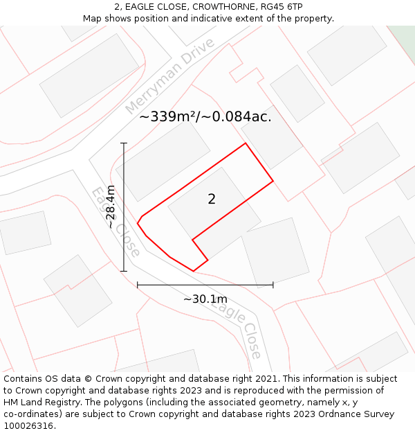 2, EAGLE CLOSE, CROWTHORNE, RG45 6TP: Plot and title map