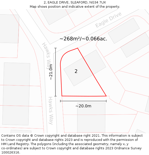 2, EAGLE DRIVE, SLEAFORD, NG34 7UX: Plot and title map