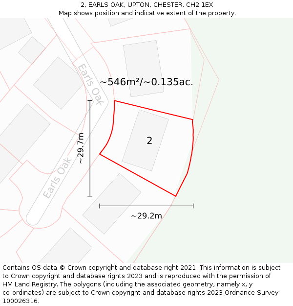 2, EARLS OAK, UPTON, CHESTER, CH2 1EX: Plot and title map
