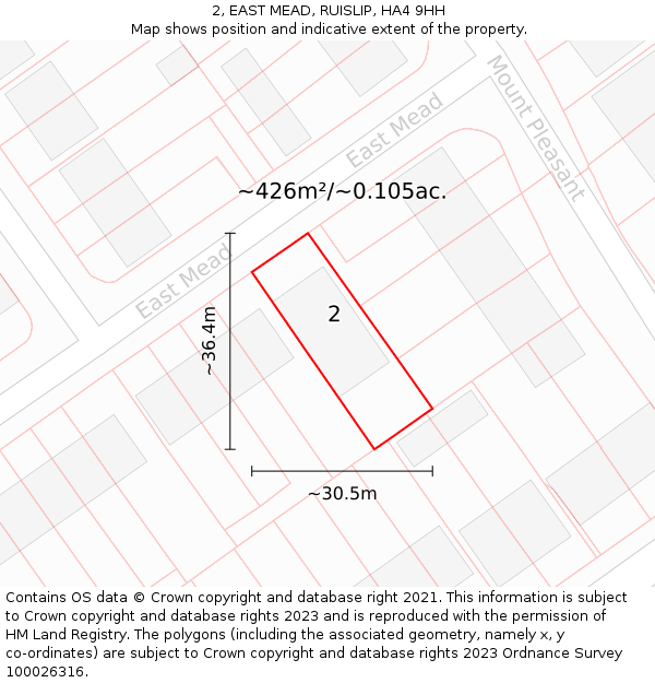 2, EAST MEAD, RUISLIP, HA4 9HH: Plot and title map