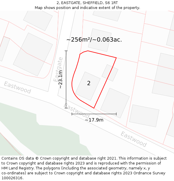 2, EASTGATE, SHEFFIELD, S6 1RT: Plot and title map