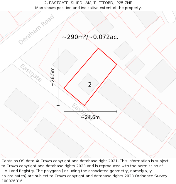 2, EASTGATE, SHIPDHAM, THETFORD, IP25 7NB: Plot and title map