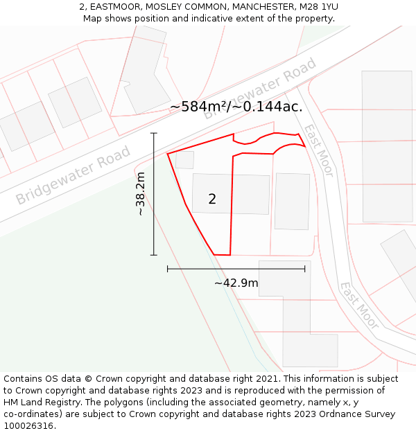 2, EASTMOOR, MOSLEY COMMON, MANCHESTER, M28 1YU: Plot and title map