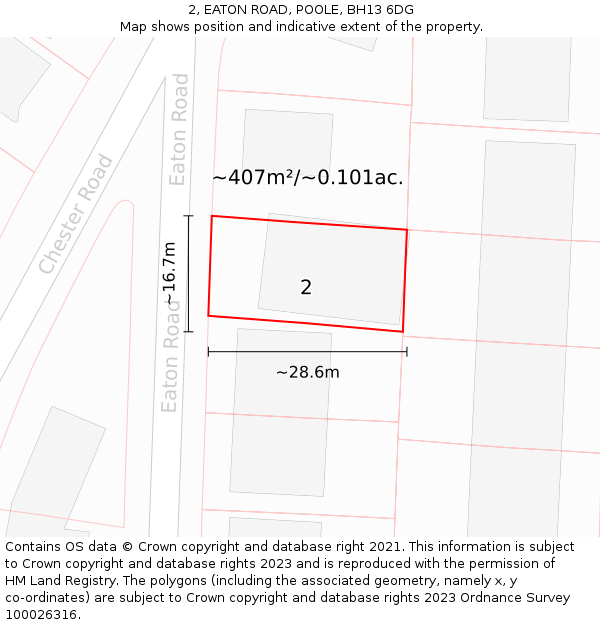 2, EATON ROAD, POOLE, BH13 6DG: Plot and title map