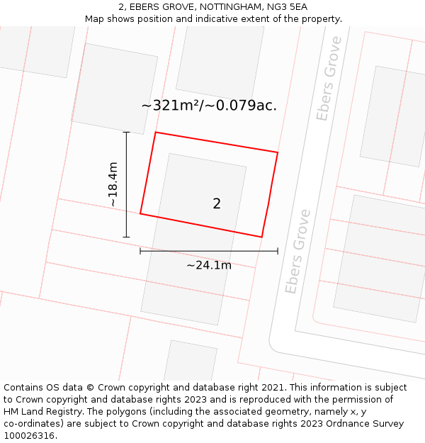 2, EBERS GROVE, NOTTINGHAM, NG3 5EA: Plot and title map