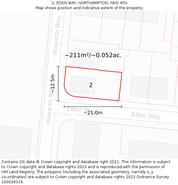 2, EDEN WAY, NORTHAMPTON, NN5 4FN: Plot and title map