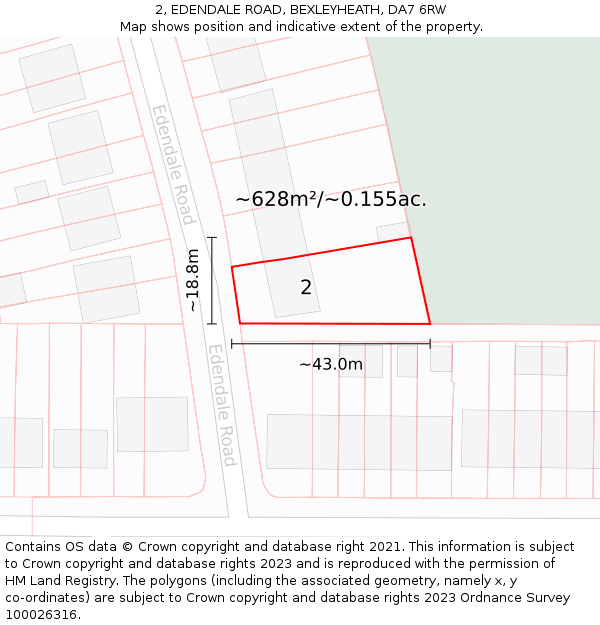 2, EDENDALE ROAD, BEXLEYHEATH, DA7 6RW: Plot and title map