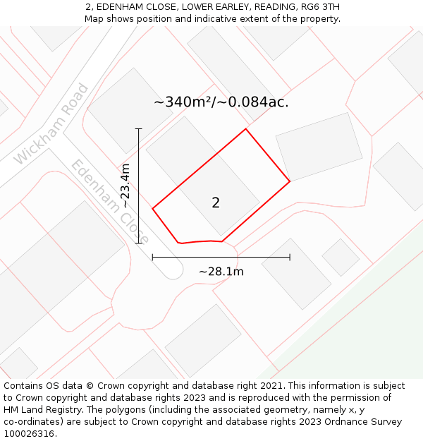 2, EDENHAM CLOSE, LOWER EARLEY, READING, RG6 3TH: Plot and title map