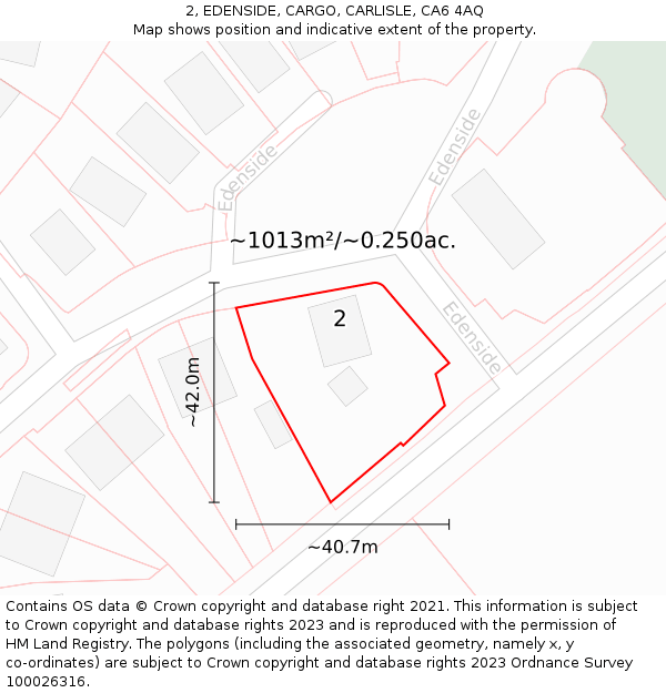 2, EDENSIDE, CARGO, CARLISLE, CA6 4AQ: Plot and title map