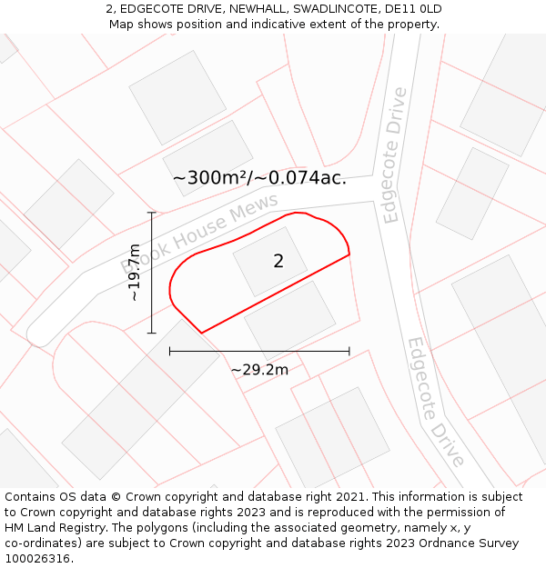 2, EDGECOTE DRIVE, NEWHALL, SWADLINCOTE, DE11 0LD: Plot and title map