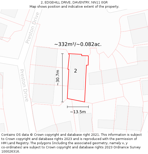 2, EDGEHILL DRIVE, DAVENTRY, NN11 0GR: Plot and title map