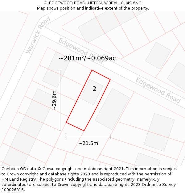 2, EDGEWOOD ROAD, UPTON, WIRRAL, CH49 6NG: Plot and title map