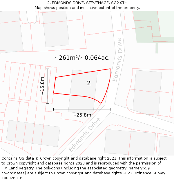 2, EDMONDS DRIVE, STEVENAGE, SG2 9TH: Plot and title map