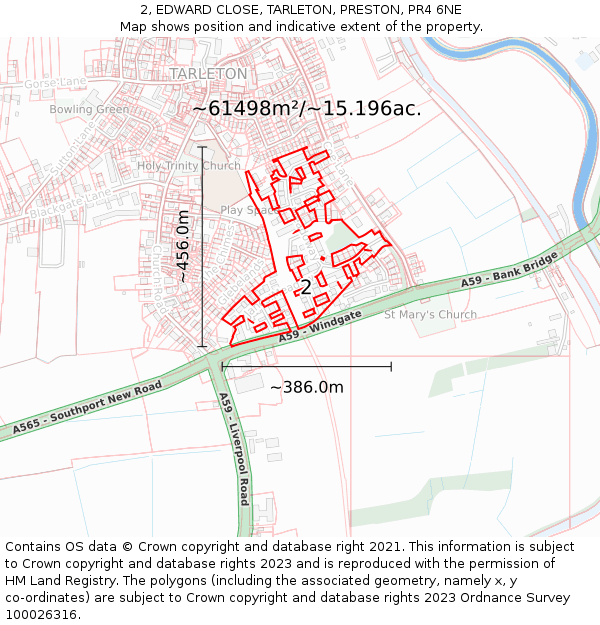 2, EDWARD CLOSE, TARLETON, PRESTON, PR4 6NE: Plot and title map