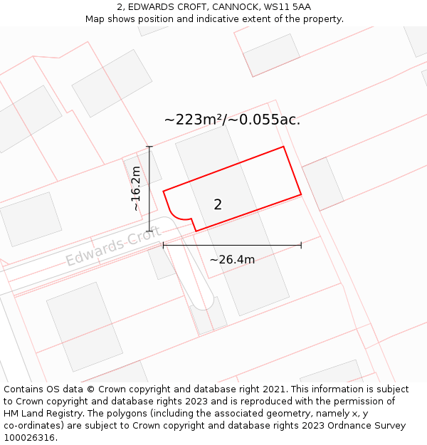 2, EDWARDS CROFT, CANNOCK, WS11 5AA: Plot and title map