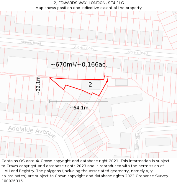 2, EDWARDS WAY, LONDON, SE4 1LG: Plot and title map