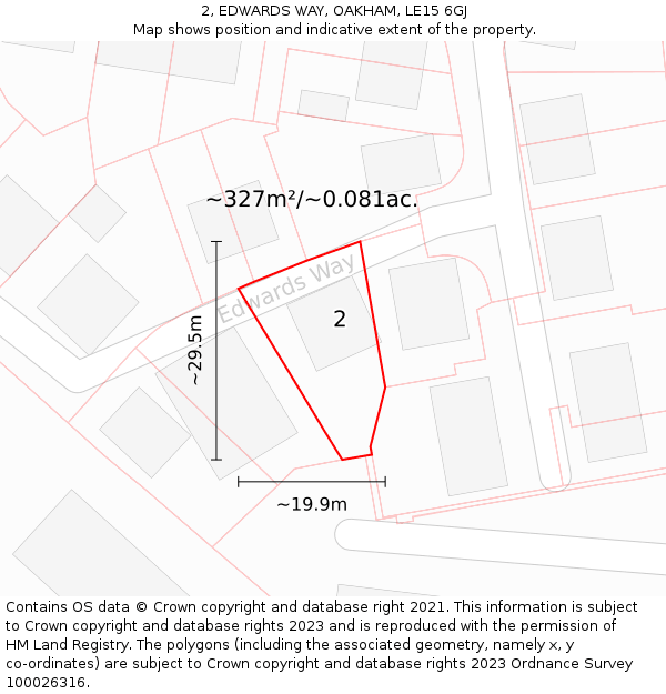 2, EDWARDS WAY, OAKHAM, LE15 6GJ: Plot and title map