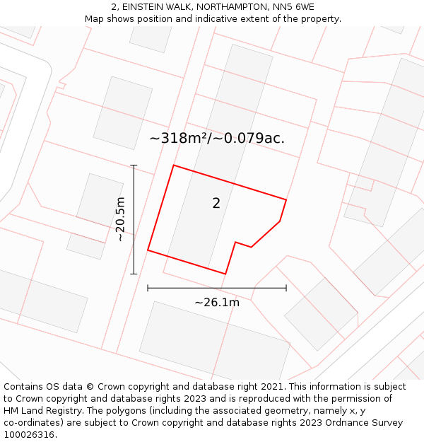 2, EINSTEIN WALK, NORTHAMPTON, NN5 6WE: Plot and title map