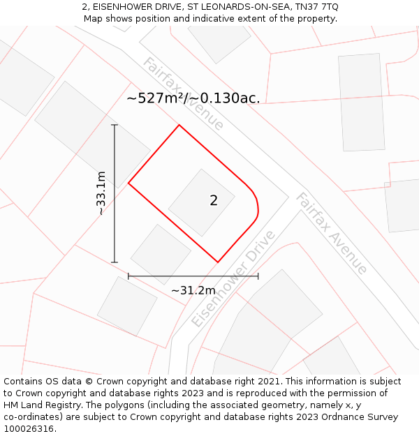 2, EISENHOWER DRIVE, ST LEONARDS-ON-SEA, TN37 7TQ: Plot and title map