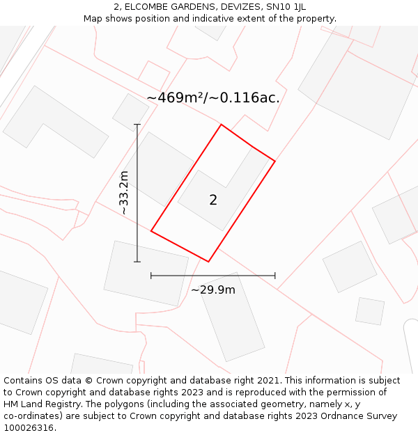 2, ELCOMBE GARDENS, DEVIZES, SN10 1JL: Plot and title map