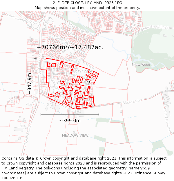 2, ELDER CLOSE, LEYLAND, PR25 1FG: Plot and title map