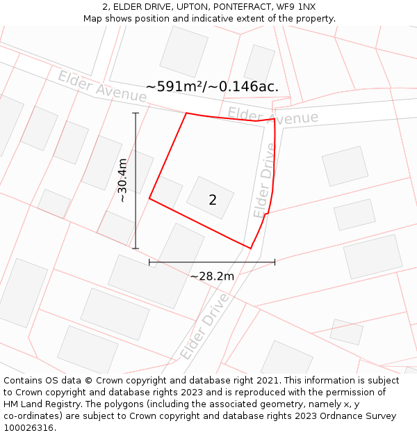 2, ELDER DRIVE, UPTON, PONTEFRACT, WF9 1NX: Plot and title map