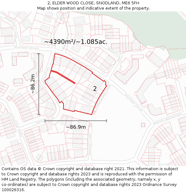 2, ELDER WOOD CLOSE, SNODLAND, ME6 5FH: Plot and title map