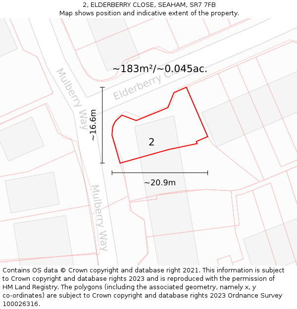 2, ELDERBERRY CLOSE, SEAHAM, SR7 7FB: Plot and title map