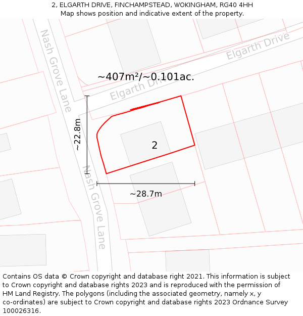 2, ELGARTH DRIVE, FINCHAMPSTEAD, WOKINGHAM, RG40 4HH: Plot and title map