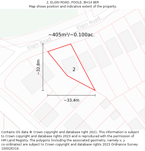 2, ELGIN ROAD, POOLE, BH14 8ER: Plot and title map