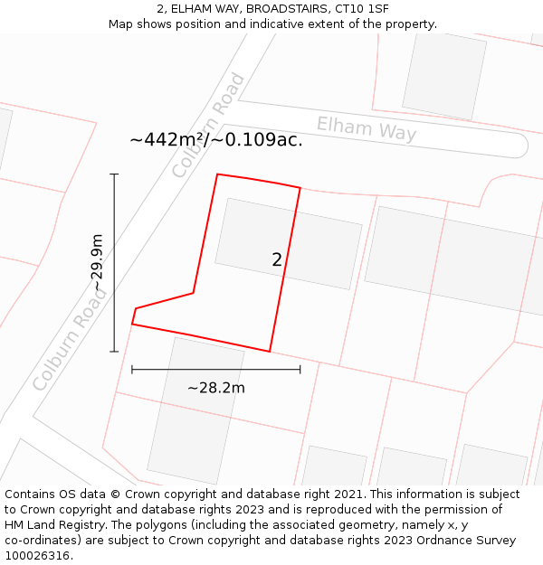2, ELHAM WAY, BROADSTAIRS, CT10 1SF: Plot and title map