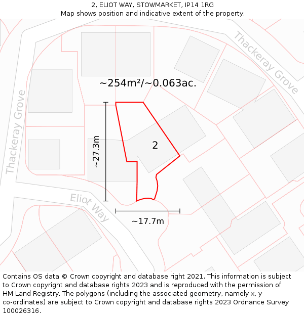 2, ELIOT WAY, STOWMARKET, IP14 1RG: Plot and title map